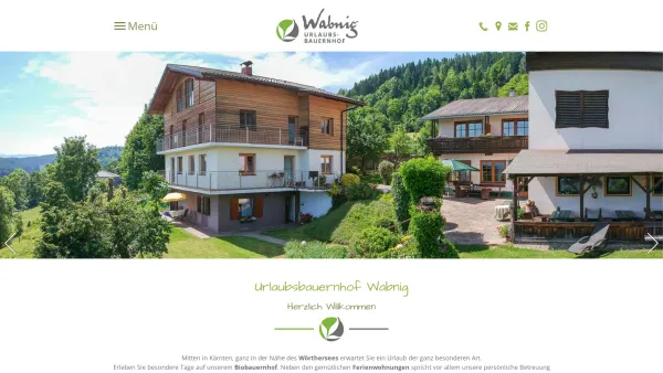 Website Screenshot: Bauernhof Wabnig - Urlaub am Bauernhof in Kärnten – Urlaubsbauernhof Wabnig in Moosburg - Date: 2023-06-26 10:23:59