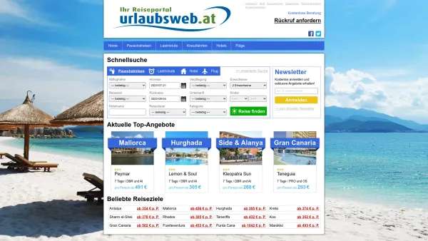 Website Screenshot: www.urlaubsweb.at Ihr Reiseportal - urlaubsweb.at - Date: 2023-06-26 10:23:59