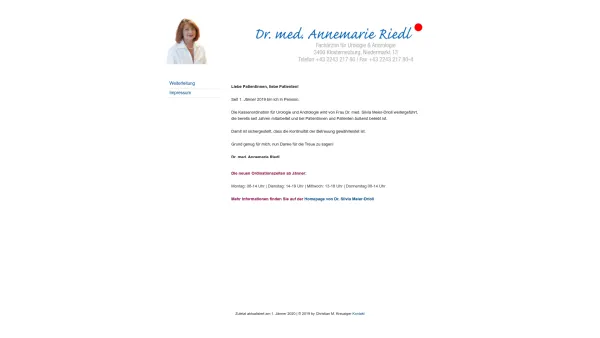 Website Screenshot: Ordination Dr. Annemarie Riedl - - Dr. med. Annemarie Riedl - Date: 2023-06-14 10:37:52
