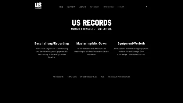 Website Screenshot: US Records - US RECORDS Tontechnik / Beschallung / Dienstleistung / Verleih aus OÖ - Date: 2023-06-26 10:24:00