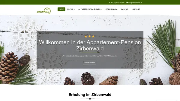 Website Screenshot: Appartements Pension ZIRBENWALD - Home - Zirbenwald Appartements - Date: 2023-06-26 10:24:00