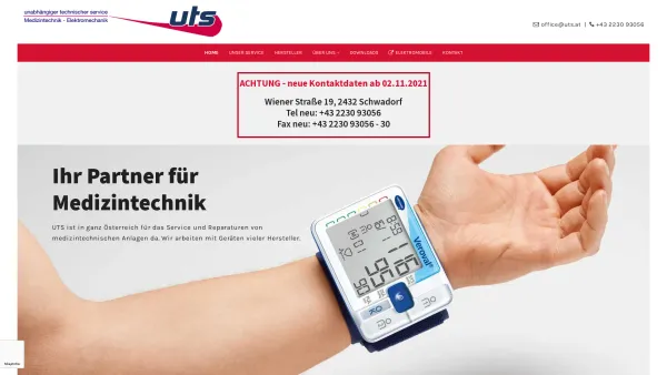 Website Screenshot: UTS Geräte Service GesmbH - UTS Geräte Service - Ihr medizintechnischer Service - Date: 2023-06-15 16:02:34
