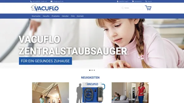 Website Screenshot: VACUFLO Austria Zentralstaubsaugsysteme - Vacuflo Zentralstaubsauger Vacuflo Zentralstaubsauger für ein gesundes Zuhause - Date: 2023-06-26 10:24:02