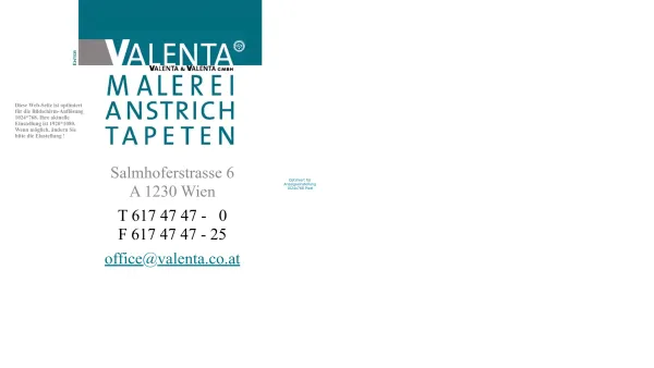 Website Screenshot: Valenta & Valenta GmbH Malerei, Anstrich, Tapeten - Valenta & Valenta GmbH / Logo NS - Date: 2023-06-26 10:24:02