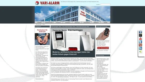 Website Screenshot: Vari Alarm - Vari Alarm - Alarmanlagen und Sicherheitslösungen - Date: 2023-06-26 10:24:02