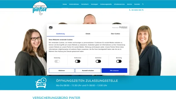 Website Screenshot: Christian Versicherungsbüro Pinter  - Home - Versicherungsbüro Pinter GmbH - Date: 2023-06-26 10:24:02