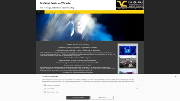 Website Screenshot: VCmedia e.U.
Veranstaltungstechnik und Equipment Vermietung - Miete Videoscreen, Vermietung mobile Videowand mit Bühne für Roadshow - Date: 2023-06-26 10:24:05