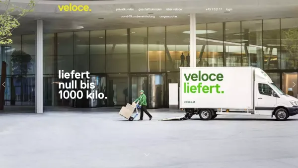 Website Screenshot: Veloce klick&schick Tel. 52117 - Veloce liefert lokal überall. 0 – 1000 kg, wann du`s brauchst. | veloce liefert. - Date: 2023-06-26 10:24:05