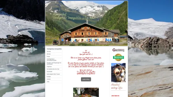 Website Screenshot: Venedigerhaus Innergschlöss Resinger Monika Alpengasthof - Venedigerhaus Innergschlöß (1.691 m), Osttirol - Venedigerhaus Innergschlöß (1.691 m) - Date: 2023-06-26 10:24:05