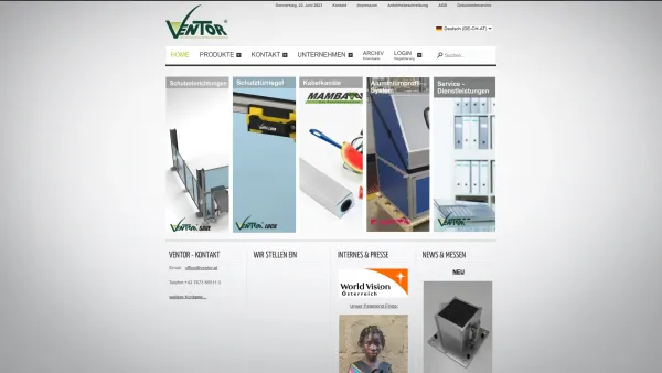 Website Screenshot: Sicherheitssysteme Automatisierung Maschinenschutz Aluminiumprofile von VENTOR - Willkommen - Date: 2023-06-26 10:24:05
