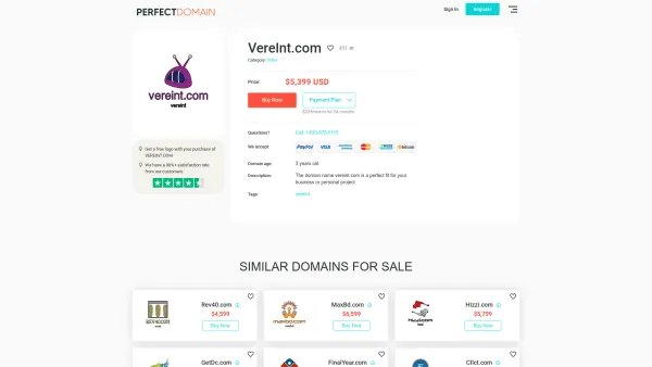Website Screenshot: www.vereint.com - Vereint.com is for sale - PerfectDomain.com - Date: 2023-06-26 10:24:05
