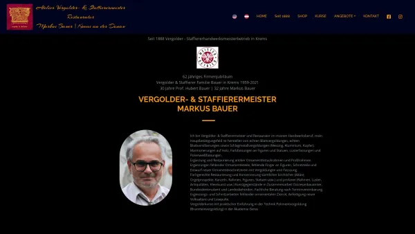 Website Screenshot: Atelier Markus BAUER, Vergolder & Staffierermeister und Restaurator, Meisterbetrieb in 3500 Krems/D www.vergolder.cc - Vergoldermeister Markus Bauer - Date: 2023-06-26 10:24:06