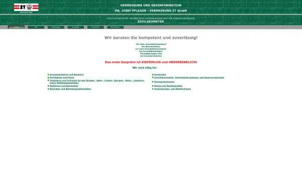 Website Screenshot: Dipl.Ing. Dr. Josef Vermessungskanzlei Dr. Pfleger  - Vermessungskanzlei Dr. Pfleger - Date: 2023-06-26 10:24:08
