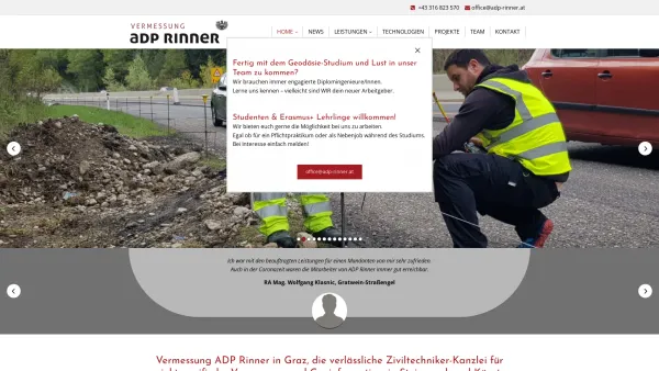 Website Screenshot: Vermessungsbüro Rinner Vermessung Rinner - Vermessung ADP Rinner in Graz - Geodäsie - Kataster - Date: 2023-06-26 10:24:08
