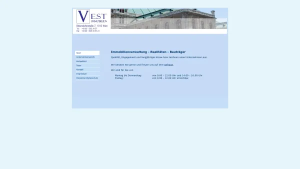 Website Screenshot: Häuseradministration Dipl. Ing. Vest - Vest Immobilien, Wien - Date: 2023-06-14 10:46:00