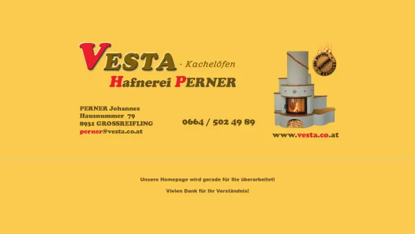 Website Screenshot: VESTA Kachelöfen Hafnerei PERNER - Vesta Kachelöfen - Hafnerei Perner - Date: 2023-06-26 10:24:08