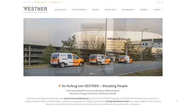 Website Screenshot: Vestner Aufzüge - STARTSEITE - Vestner Aufzüge - Date: 2023-06-26 10:24:08