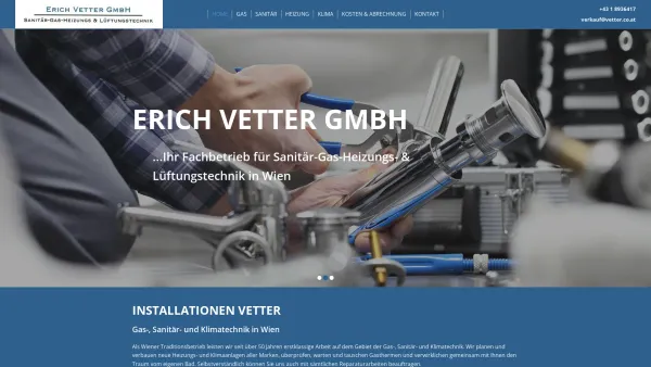 Website Screenshot: Erich Vetter GesmbH - HOME | Installationen Erich Vetter GmbH in Wien - Date: 2023-06-26 10:26:47
