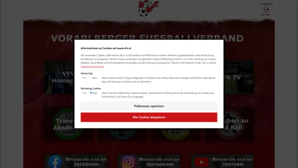 Website Screenshot: VFV Vorarlberger Fußball-Verband - VFV - Vorarlberger Fußballverband | Landingpage - Date: 2023-06-26 10:24:09