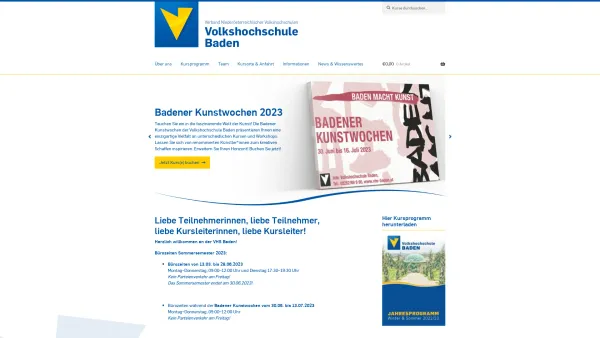 Website Screenshot: Volkshochschule Baden - Startseite - Volkshochschule Baden - Date: 2023-06-26 10:24:09