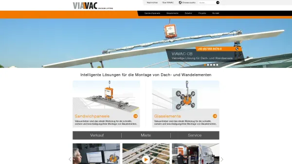 Website Screenshot: Viavac - Hersteller von Vakuumhebern für Paneele - VIAVAC - Date: 2023-06-15 16:02:34