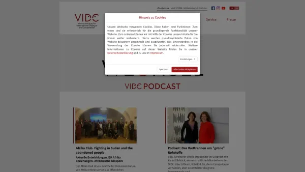 Website Screenshot: Wiener Institut für internat. Dialog und Zusammenarbeit/ vienna institute for international dialogue and cooperation - VIDC - Date: 2023-06-14 10:46:03
