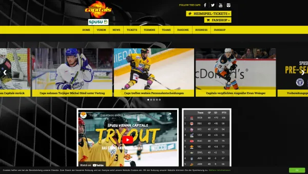 Website Screenshot: Eishockey Marketing www.vienna-capitals.at - Offizielle Webseite der Vienna Capitals - Vienna Capitals - Date: 2023-06-26 10:24:10