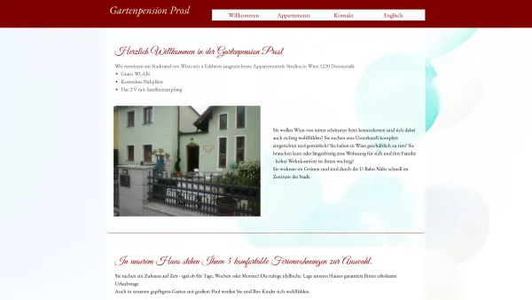 Website Screenshot: Apartments Prosl Wien Vienna Ferienwohnungen Wien und N - Gartenpension Prosl - Date: 2023-06-26 10:24:11
