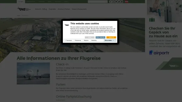 Website Screenshot: Flughafen Wien AG - Flughafen Wien - Passagiere - Date: 2023-06-14 10:46:03