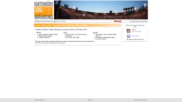 Website Screenshot: Theaterkartenbüro Währing M Kartebbüro Währing - Kartenbüro Wien Währing / Vienna Ticket Center - Date: 2023-06-26 10:24:11