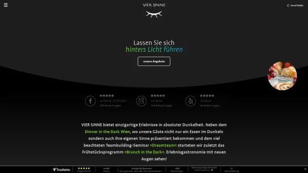 Website Screenshot: VIER SINNE Emanuel Frass e.U. - Vier Sinne | Dinner in the Dark Wien, Brunch in the Dark, Firmenfeier im Dunkeln - Date: 2023-06-26 10:24:11