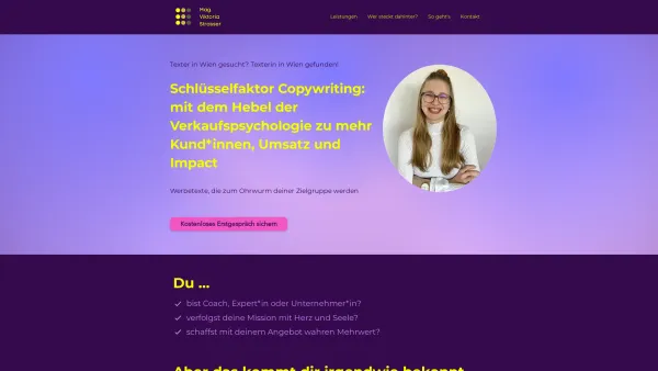 Website Screenshot: Copywriting Strasser - Texter in Wien gesucht? Texterin in Wien gefunden! | Mag. Viktoria Strasser - Date: 2023-06-14 10:37:38