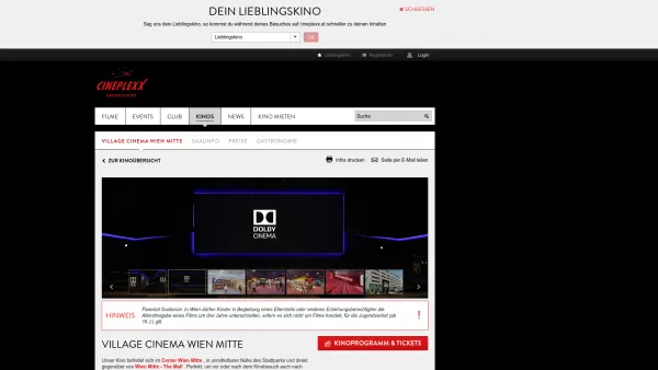 Website Screenshot: Village Cinemas - Village Cinema Wien Mitte | Cineplexx AT - Date: 2023-06-14 10:46:03