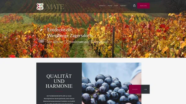 Website Screenshot: Weingut MATE - Weingut MATE – Zagersdorf – Ihr Weingut aus der ältesten Weinbaugemeinde Österreichs - Date: 2023-06-26 10:24:14