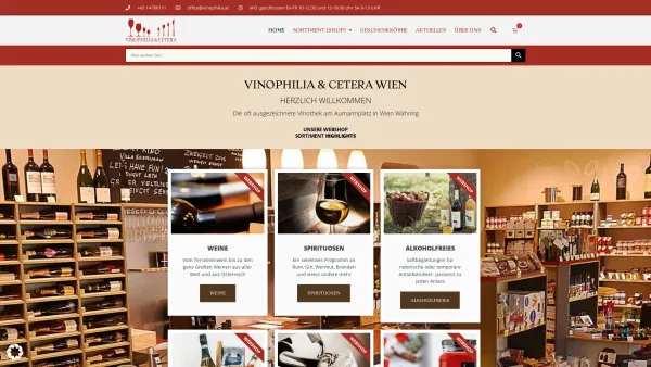 Website Screenshot: Vinophilia & Cetera - Vinophilia & Cetera - Ausgezeichnete Vinothek am Aumannplatz - Date: 2023-06-14 10:46:03