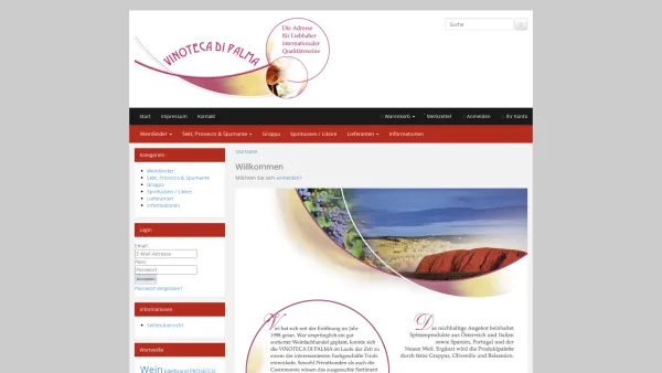 Website Screenshot: VINOTECA-DI-PALMA Die Adresse für Weinliebhaber! - Startseite - Willkommen - Date: 2023-06-26 10:24:13