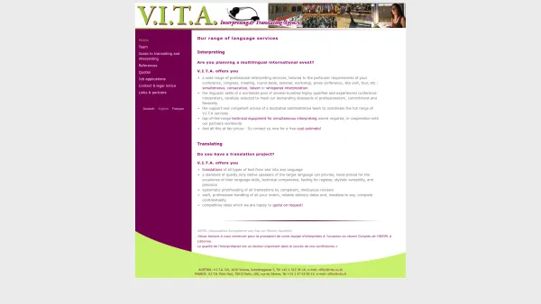 Website Screenshot: V.I.T.A. OG Vienna Interpreting & Translating Agency - Home - V.I.T.A. Interpreting & Translating Agency - Date: 2023-06-26 10:24:17
