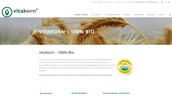 Website Screenshot: Vitakorn - vitakorn – 100% Bio - Vitakorn Biofuttermittel - Date: 2023-06-26 10:24:17