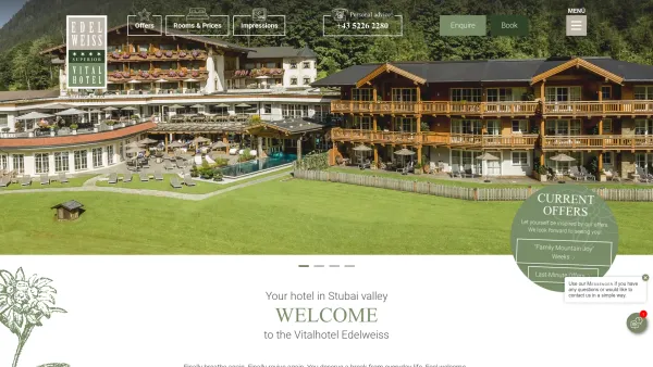 Website Screenshot: Vitalhotel Edelweiss - Hotel in Stubai valley | Vitalhotel Edelweiss****s in Neustift - Date: 2023-06-26 10:24:15