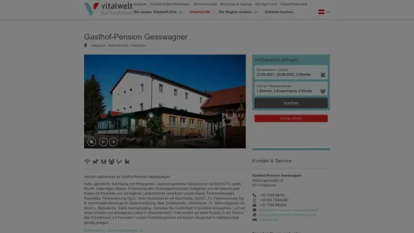 Website Screenshot: Gasthof-Pension Vitalwelt Hausruck - Gasthof-Pension Gesswagner - Date: 2023-06-26 10:24:17