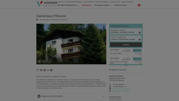 Website Screenshot: Gästehaus Vitalwelt Hausruck - Gästehaus Pfisterer - Date: 2023-06-26 10:24:17