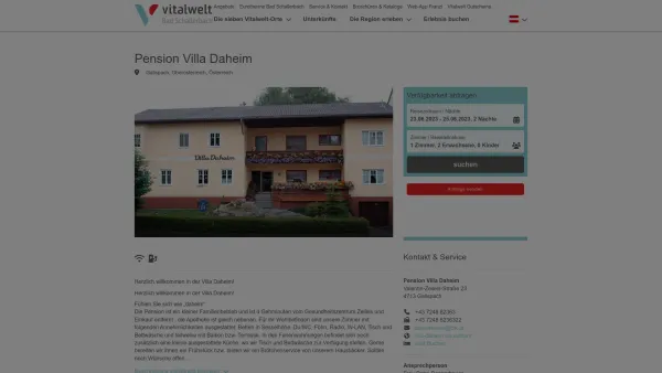Website Screenshot: Villa Daheim Petra Vitalwelt Hausruck - Pension Villa Daheim - Date: 2023-06-26 10:24:17