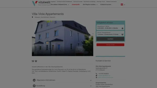 Website Screenshot: Villa Viola Vitalwelt Hausruck - Villa Viola Appartements - Date: 2023-06-26 10:24:17
