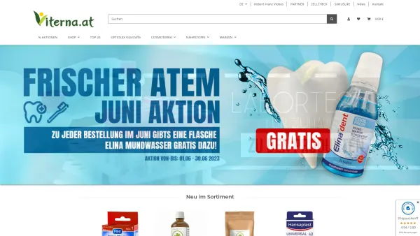 Website Screenshot: Viterna e.U. - Viterna Online-Shop | Gesundheitsprodukte kaufen - Date: 2023-06-26 10:24:17