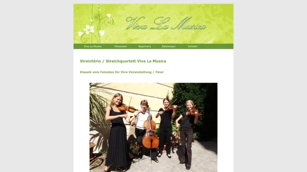 Website Screenshot: auf der DomaVIVALAMUSICA.AT - Streichtrio / Streichquartett für Hochzeit, Veranstaltung, Feier, Event - Viva La Musica aus Wien - Date: 2023-06-26 10:24:17
