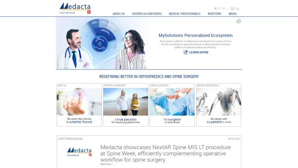Website Screenshot: Vivamed Medizinprodukte Vertriebs GmbH - Medacta Corporate | MEDACTA INTERNATIONAL - Date: 2023-06-26 10:24:17