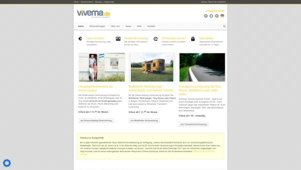 Website Screenshot: Vivema OG - Dauercamping- & Photovoltaik-Versicherung | Vivema - Date: 2023-06-14 10:38:15