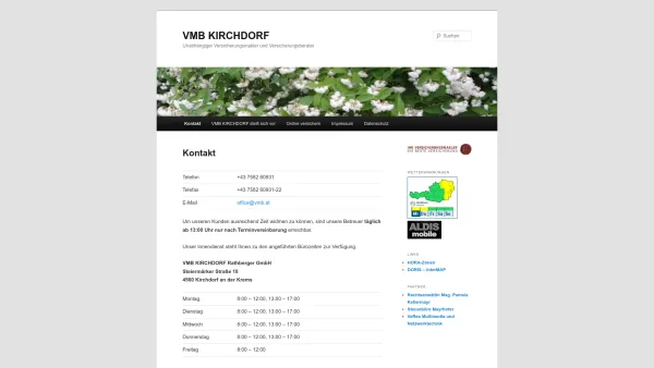 Website Screenshot: VMB KIRCHDORF Rathberger & Jungwirth GmbH - VMB KIRCHDORF | Unabhängiger Versicherungsmakler und Versicherungsberater - Date: 2023-06-15 16:02:34