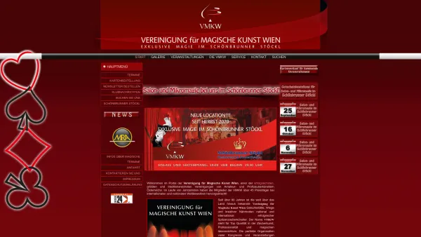 Website Screenshot: VMKW Vereinigung für Magische Kunst Wien Exklusive Magie Herzen der Stadt - Vereinigung für Magische Kunst Wien - START - Date: 2023-06-26 10:24:20