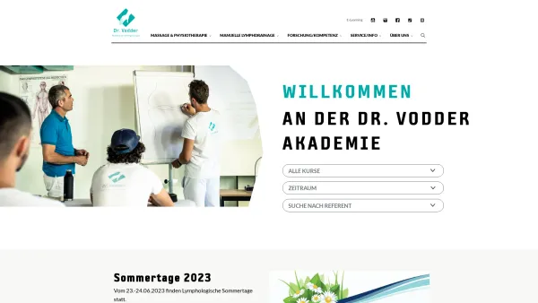 Website Screenshot: Vodderakademie - Home - Manuelle Lymphdrainage - Massageausbildung - Fortbildungskurse Masseur Dr. Vodder Akademie - Date: 2023-06-14 10:46:06